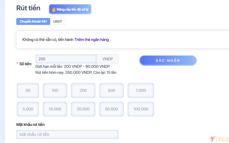 Tham khảo cách rút tiền nhà cái TF88 cơ bản